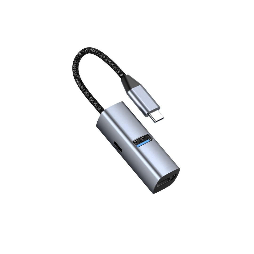 Mobile Origin 3in1 CompactHub HB1 USB-A to USB-C, HDMI, USB-C Cable Space Gray