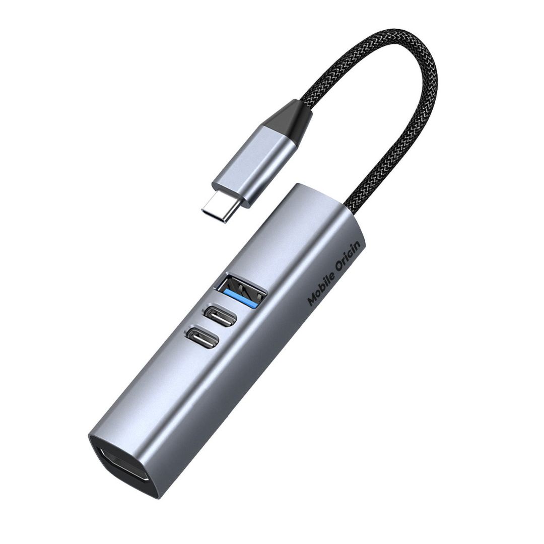 Mobile Origin USB-C Hub 7-in-1 HB2, HDMI, 3× USB-C, USB-A, TF/SD Slot, 5 Gb/s, Space Gray