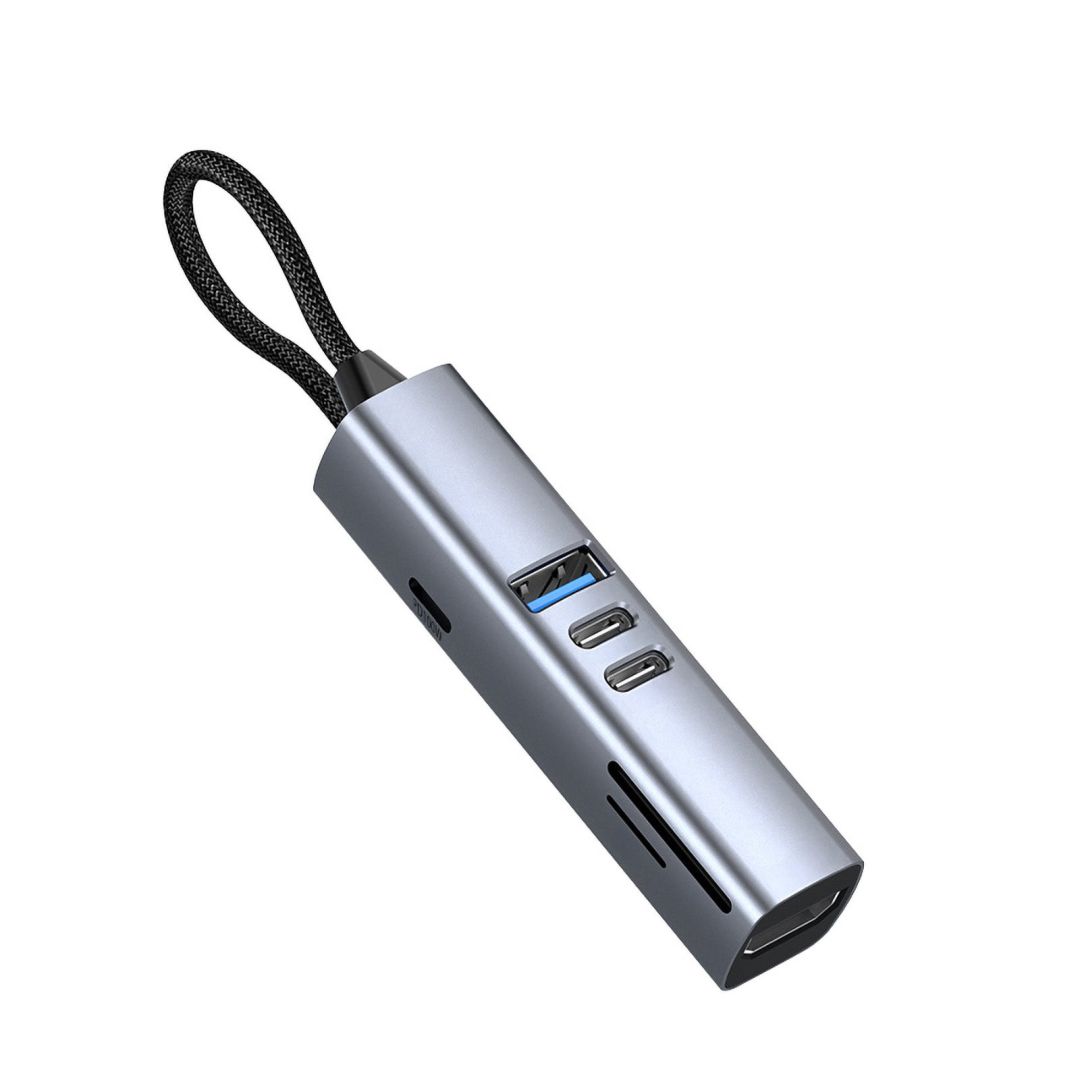 Mobile Origin USB-C Hub 7-in-1 HB2, HDMI, 3× USB-C, USB-A, TF/SD Slot, 5 Gb/s, Space Gray
