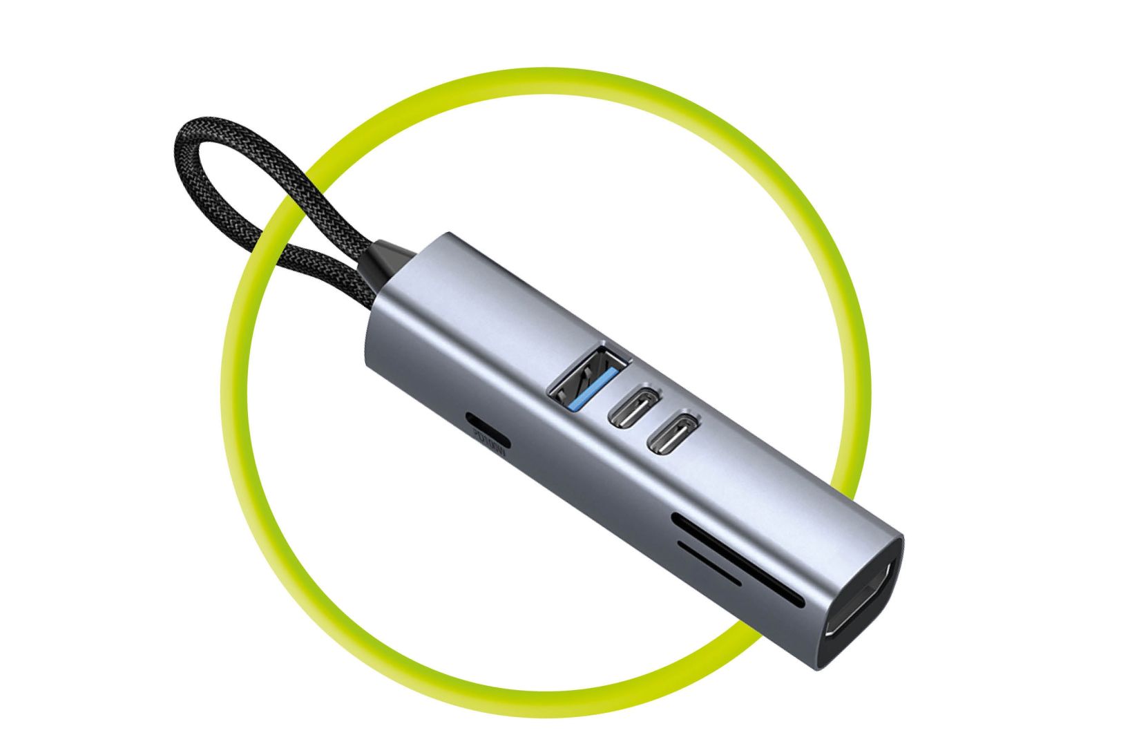 Mobile Origin USB-C Hub 7-in-1 HB2, HDMI, 3× USB-C, USB-A, TF/SD Slot, 5 Gb/s, Space Gray