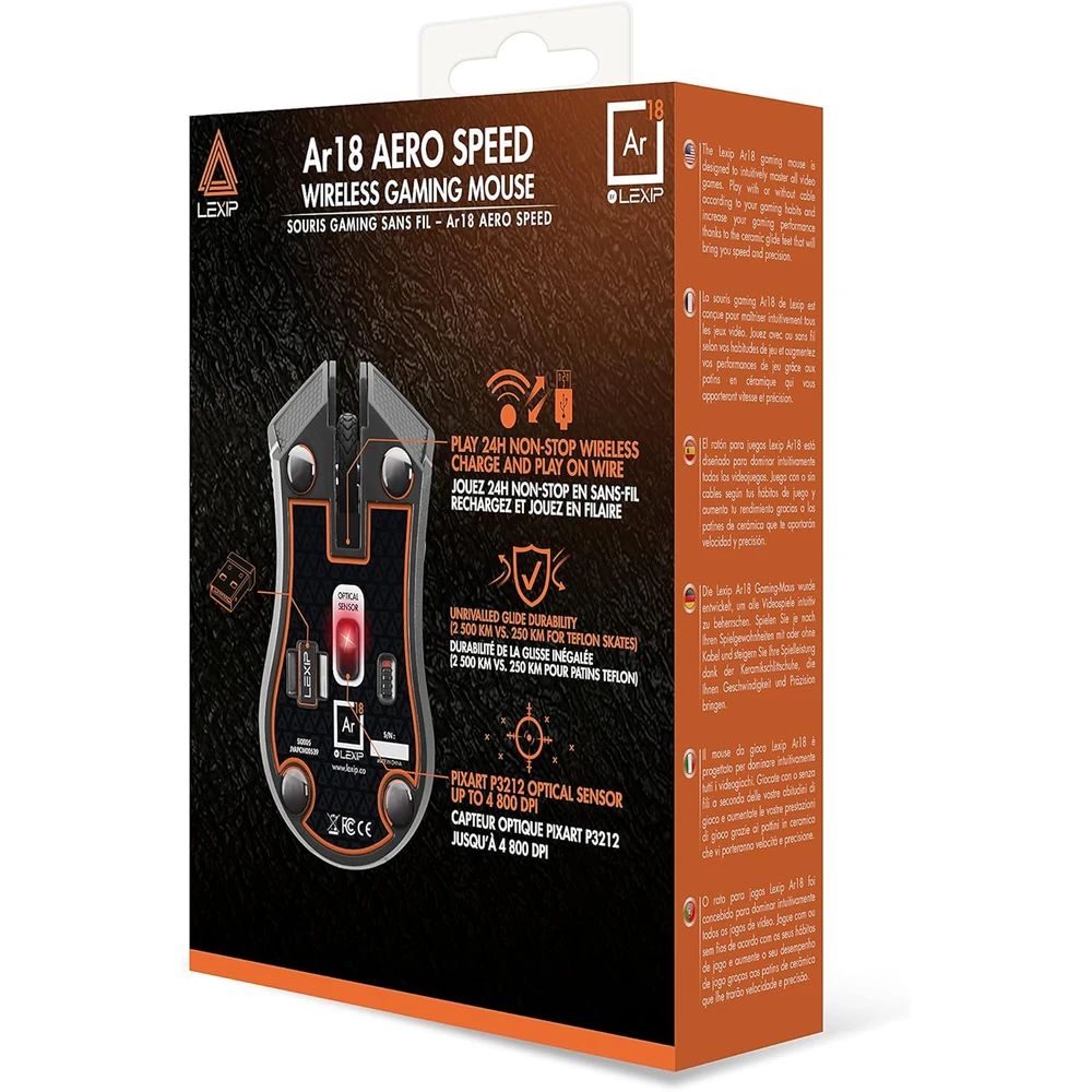 Lexip AR18 Aero Speed Wireless Gaming Mouse Black