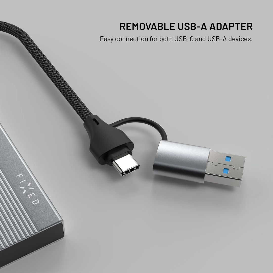 FIXED 4 portos USB-HUB, sötétszürke