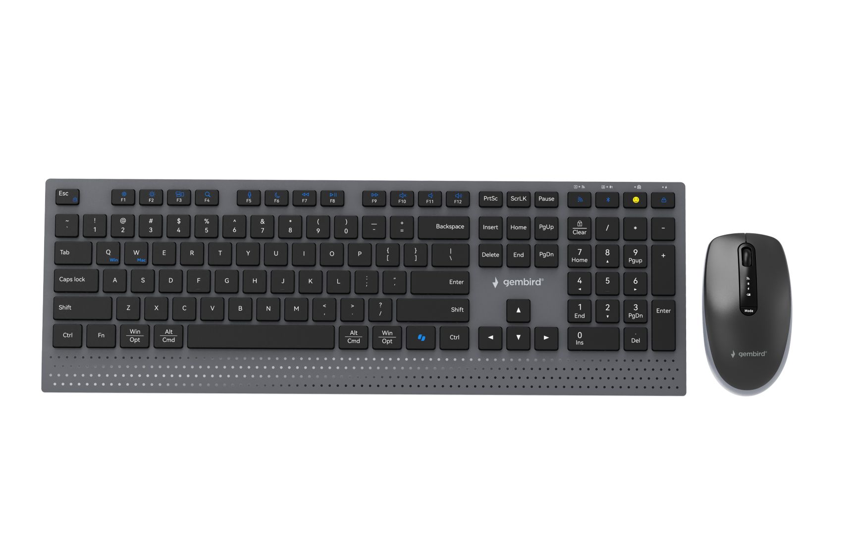 Gembird KBS-WPS-02 Dual-Mode Slim Wireless Bluetooth Keyobard Combo Black US