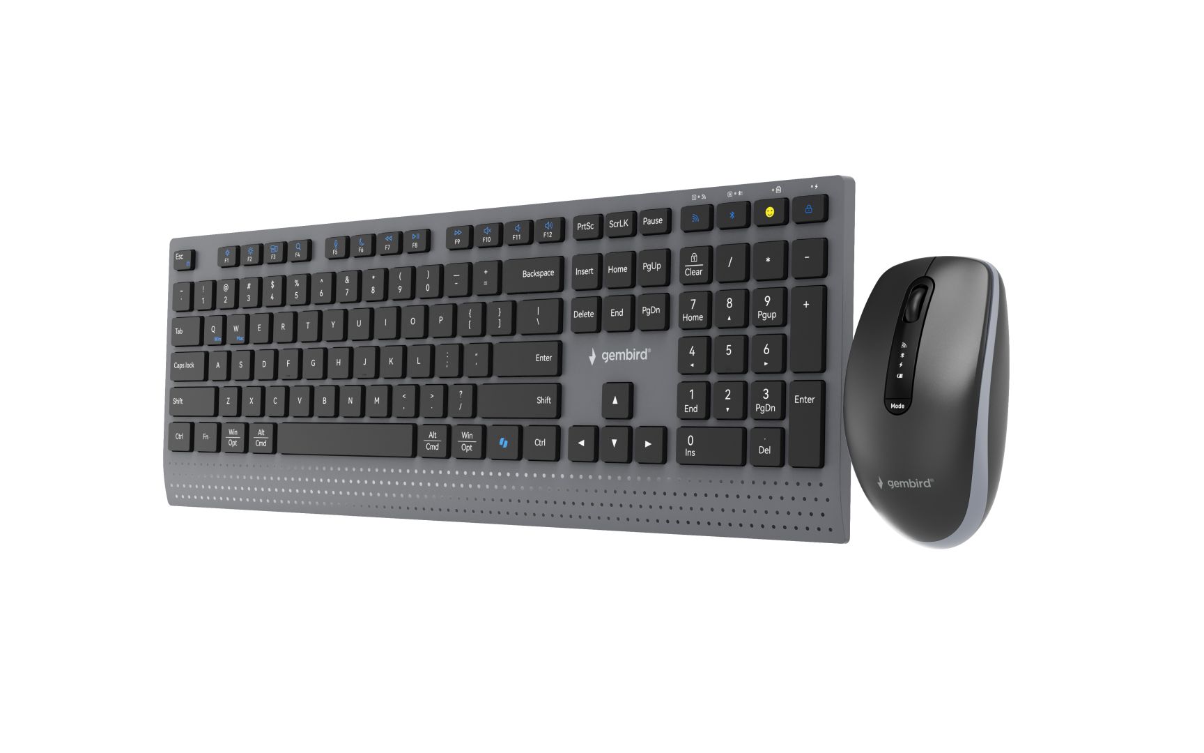 Gembird KBS-WPS-02 Dual-Mode Slim Wireless Bluetooth Keyobard Combo Black US