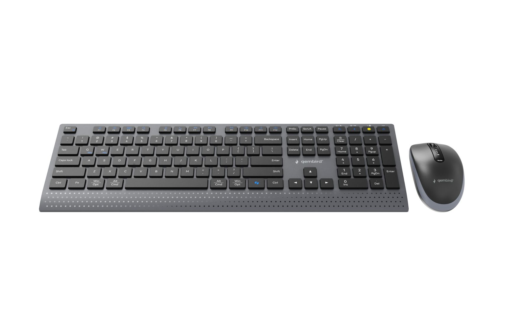 Gembird KBS-WPS-02 Dual-Mode Slim Wireless Bluetooth Keyobard Combo Black US