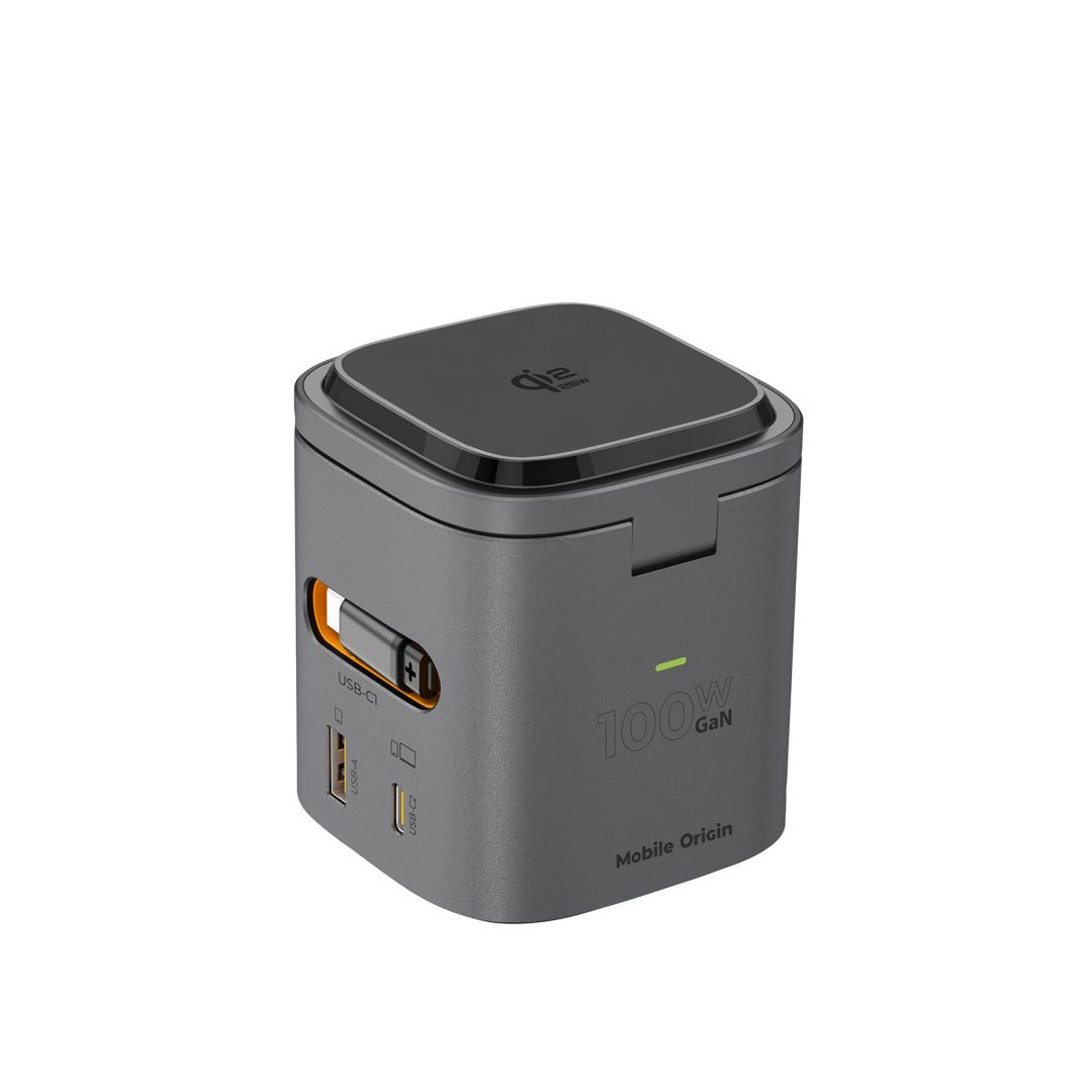Mobile Origin 100W Qi2 25W Foldable Charger PW37 MagSafe Compatible Space Gray
