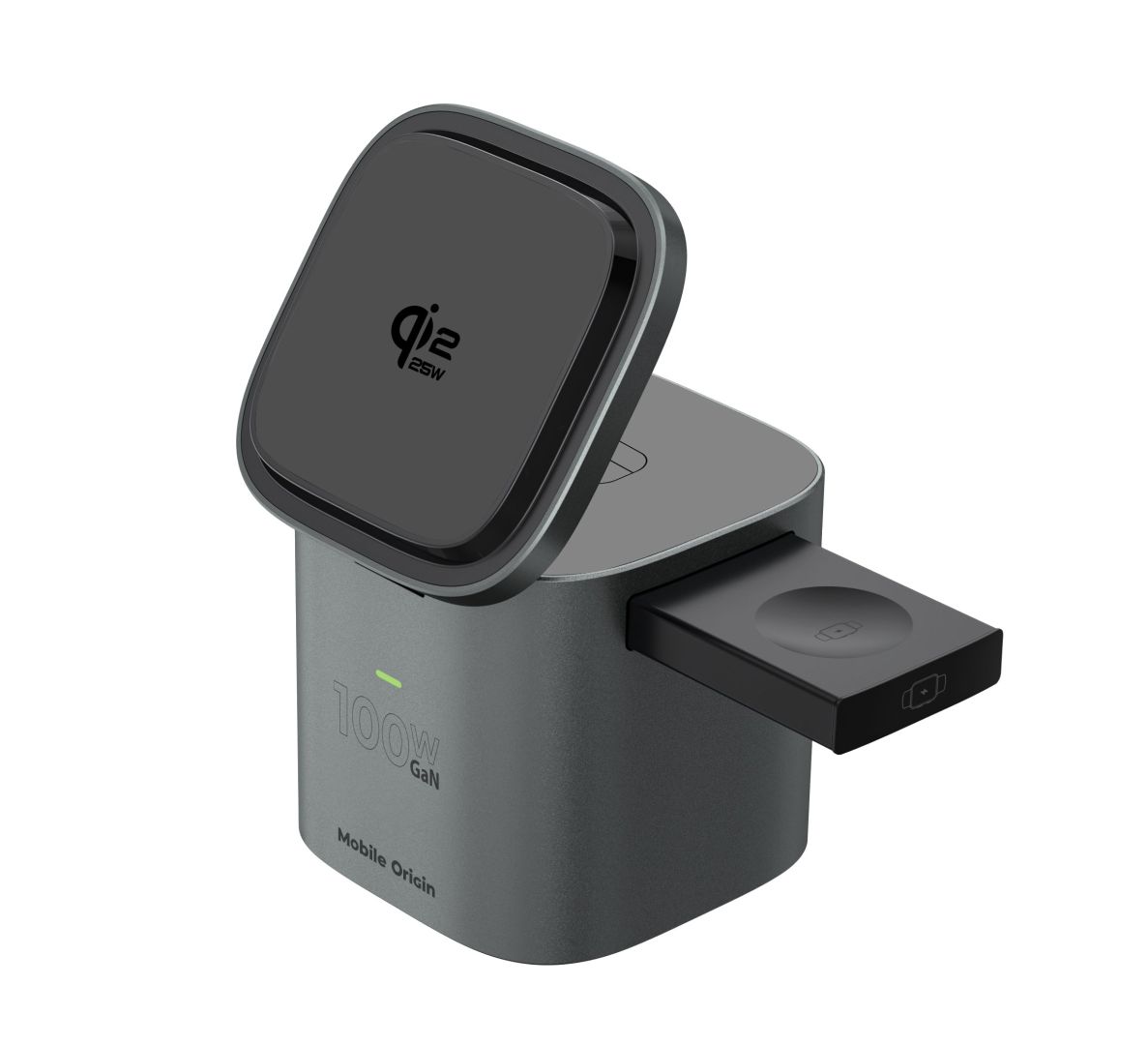 Mobile Origin 100W Qi2 25W Foldable Charger PW37 MagSafe Compatible Space Gray