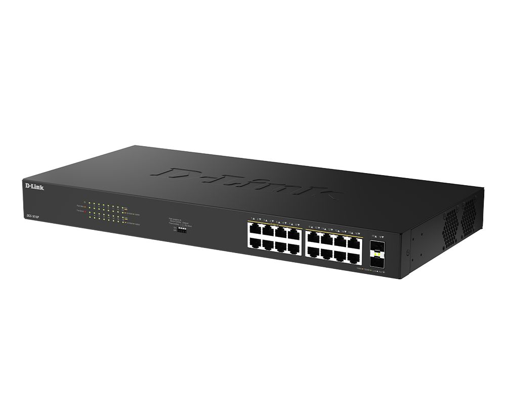 D-Link DGS-1018P 16-Port Gigabit Unmanaged PoE+ Switch with 2 SFP Ports