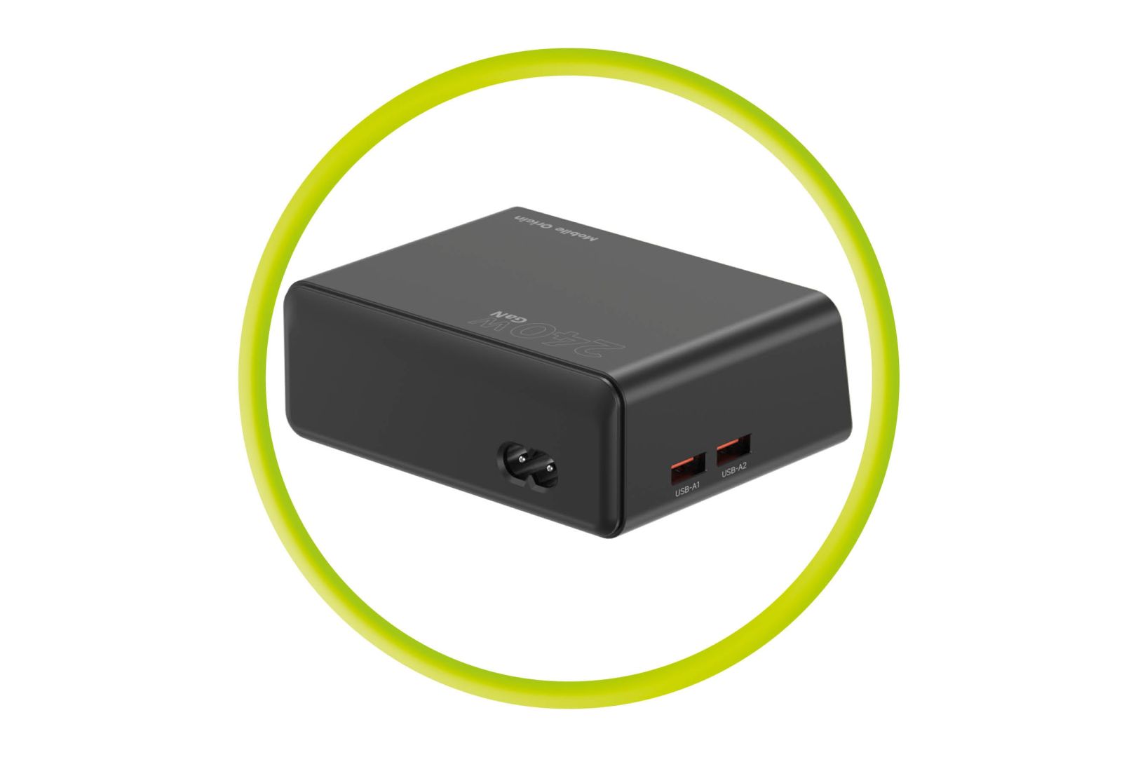 Mobile Origin GaN Charging Hub with Display 4× USB-C + 2× USB-A PW39 240W Black