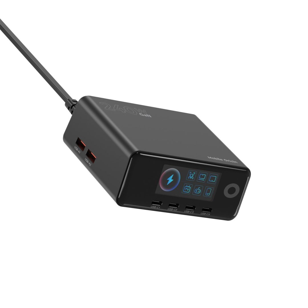 Mobile Origin GaN Charging Hub with Display 4× USB-C + 2× USB-A PW39 240W Black