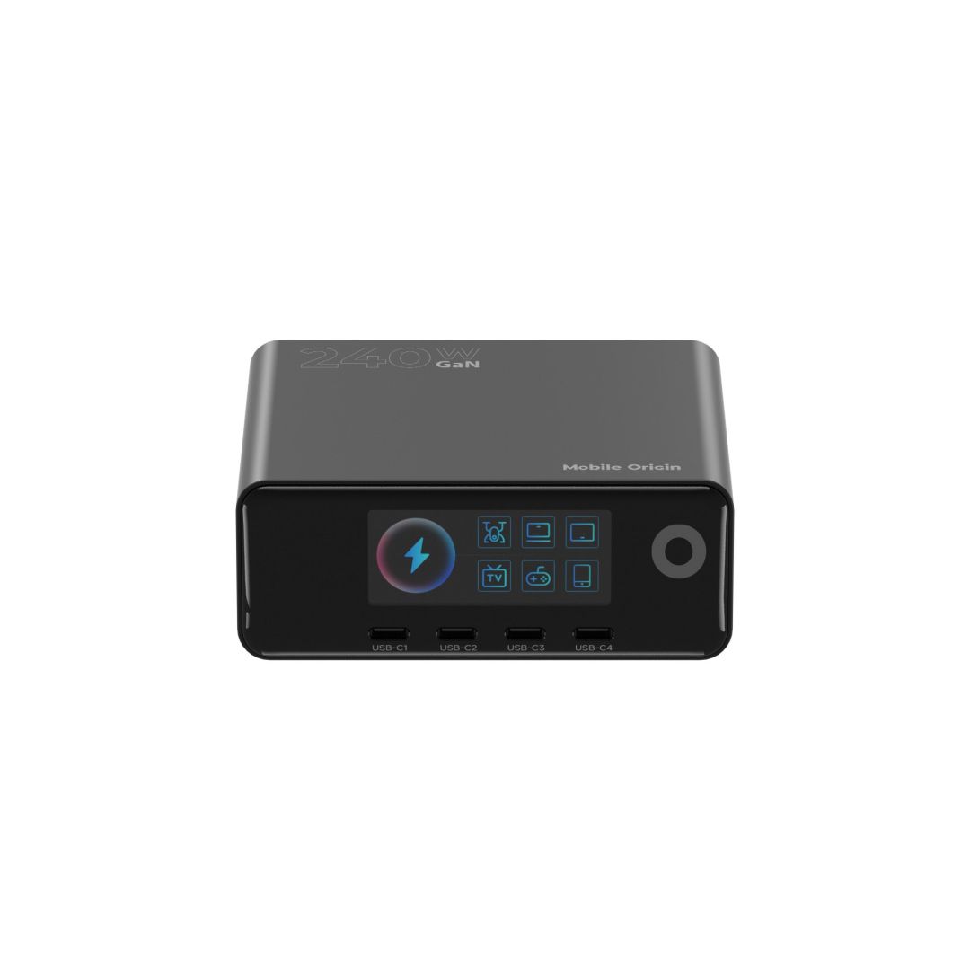 Mobile Origin GaN Charging Hub with Display 4× USB-C + 2× USB-A PW39 240W Black