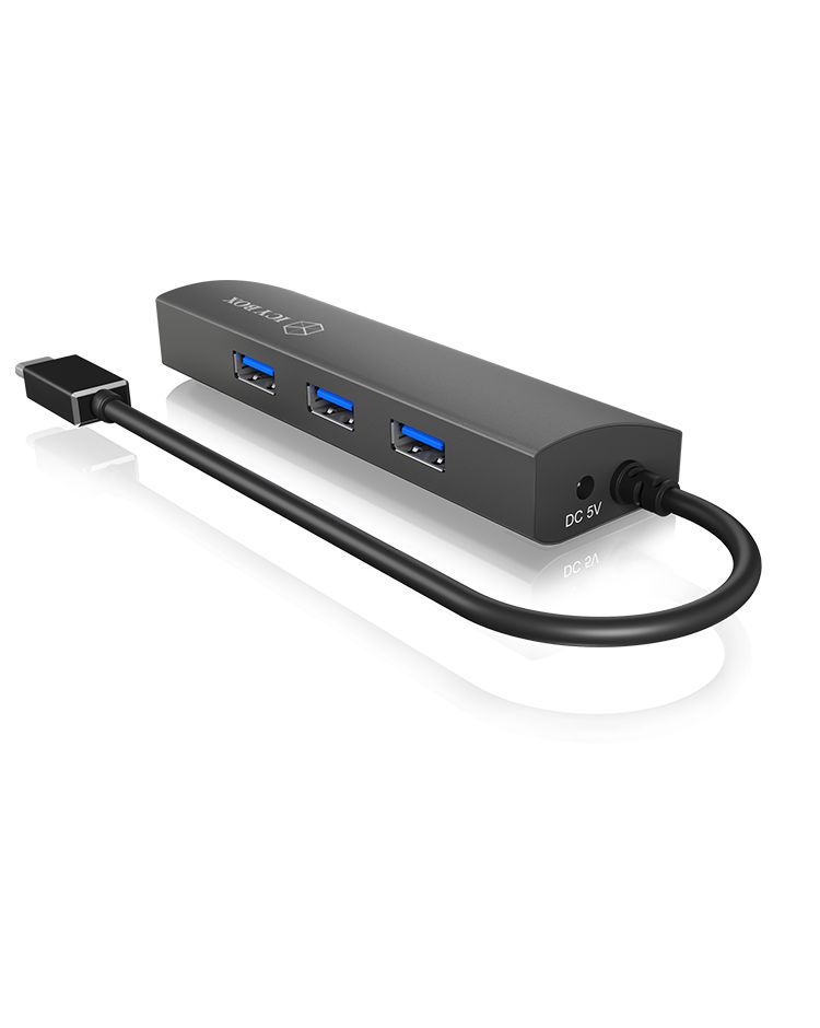 Raidsonic IcyBox IB-HUB1406-C 3-portos USB3.0HUB with LAN Black