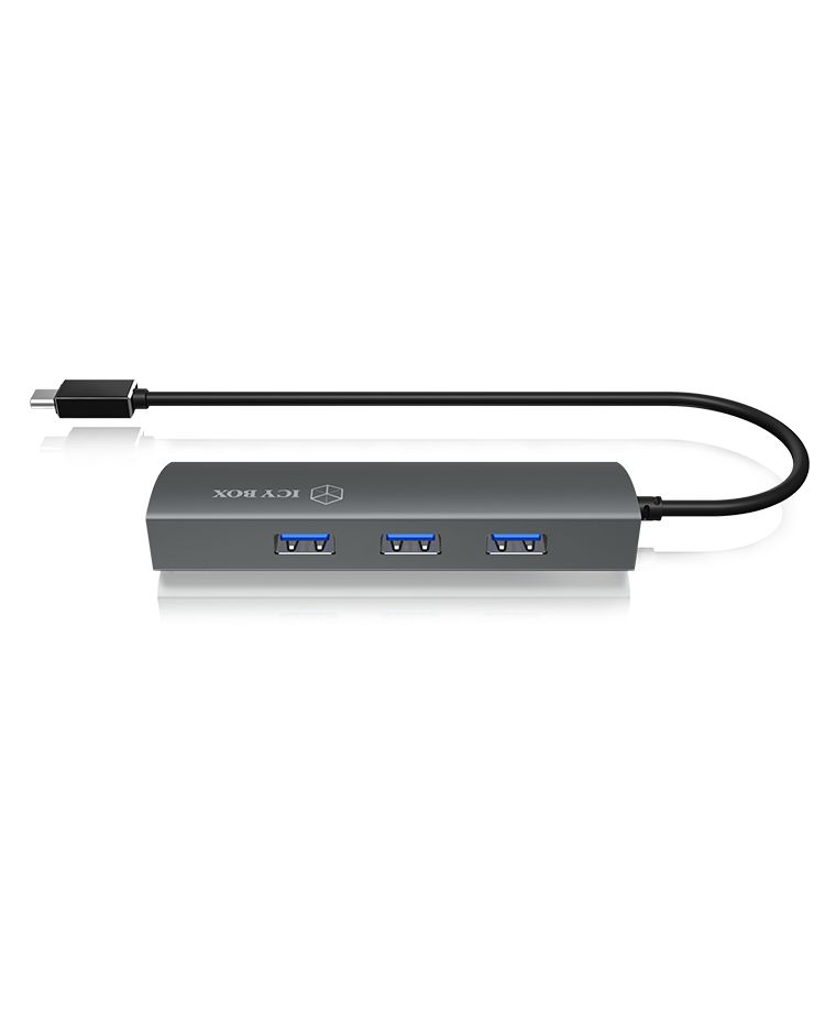 Raidsonic IcyBox IB-HUB1406-C 3-portos USB3.0HUB with LAN Black