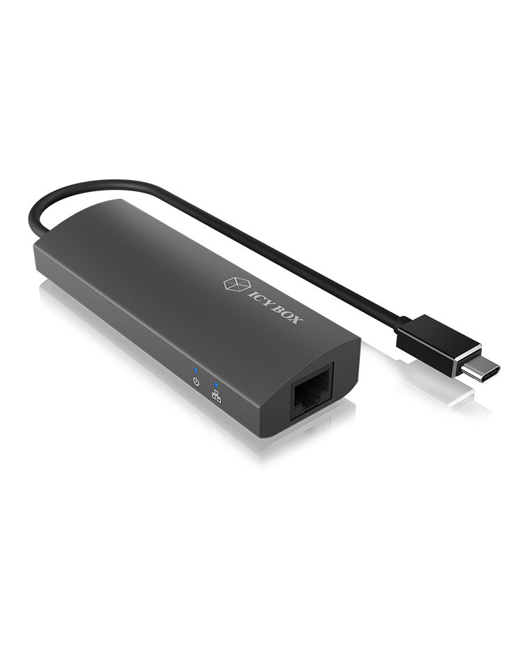 Raidsonic IcyBox IB-HUB1406-C 3-portos USB3.0HUB with LAN Black