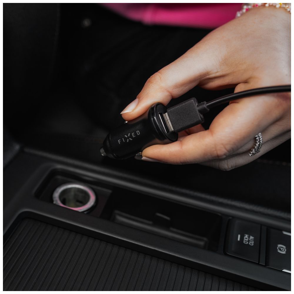 FIXED USB autós töltő 2 USB aljzattal 15W + USB/micro USB kábel, fekete, FIXCC15N-2UM-BK