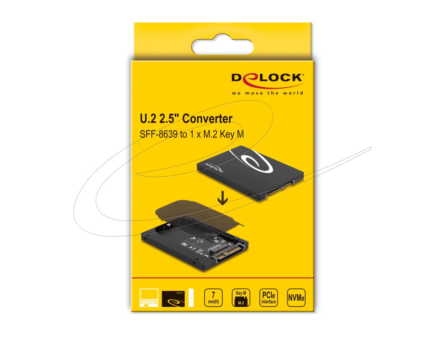 DeLock 2.5″ Converter U.2 SFF-8639 to M.2 NVMe Key M 7mm Black