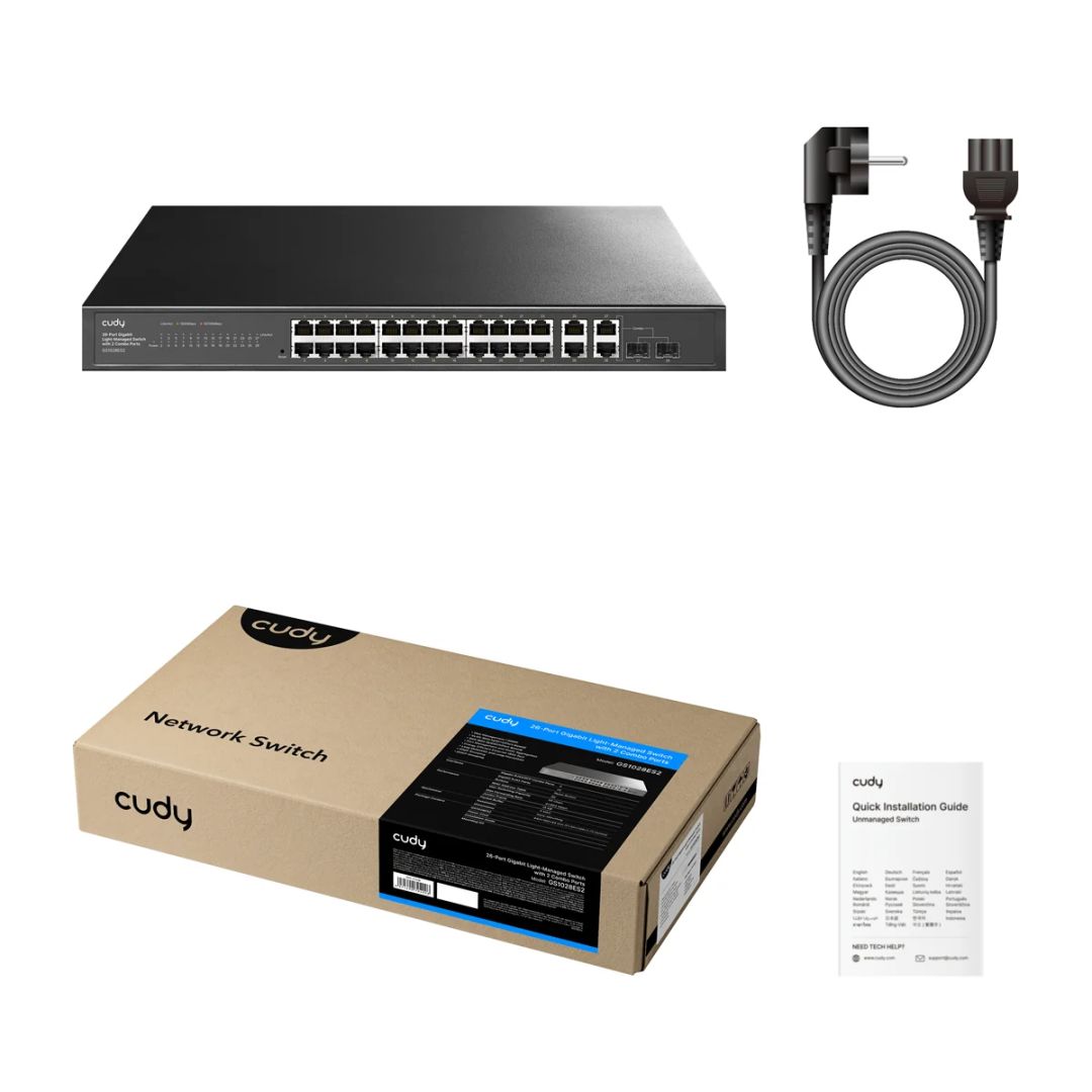 Cudy GS1028ES2 26-Port Gigabit Easy-Managed Switch with 2 Combo Ports