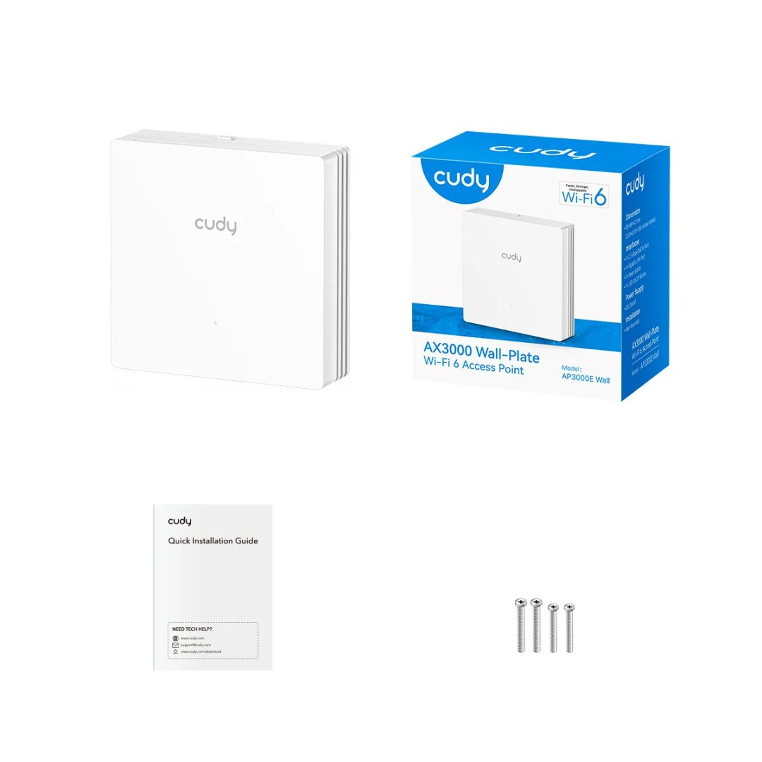 Cudy AP3000E Wall AX3000 86mm Wall-Plate Wi-Fi 6 Access Point