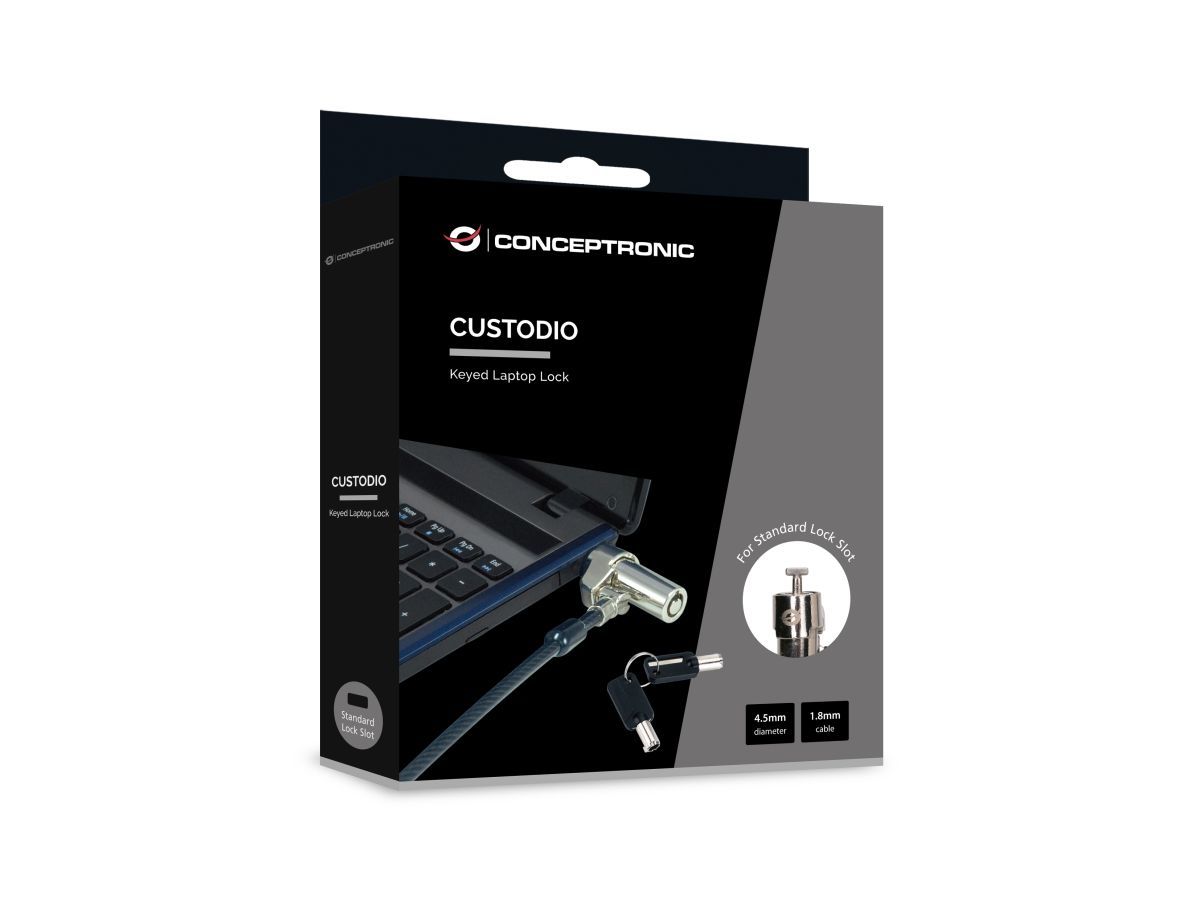 Conceptronic  CUSTODIO02BSM Keyed Laptop Lock Master Keyed Compatible 1,8m Black