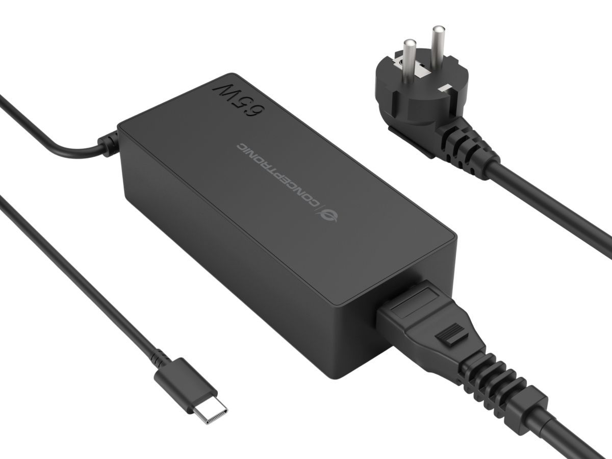 Conceptronic  OZUL09BE 5-20V / 3,25A 65W Type-C univerzális hálózati notebook töltő