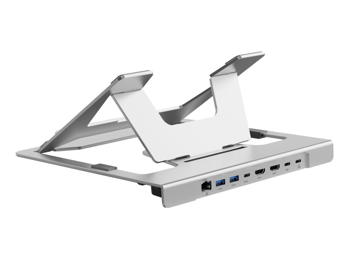 Conceptronic  DONN35S Laptop Stand with 7-in-1 USB-C MST Docking Station Silver