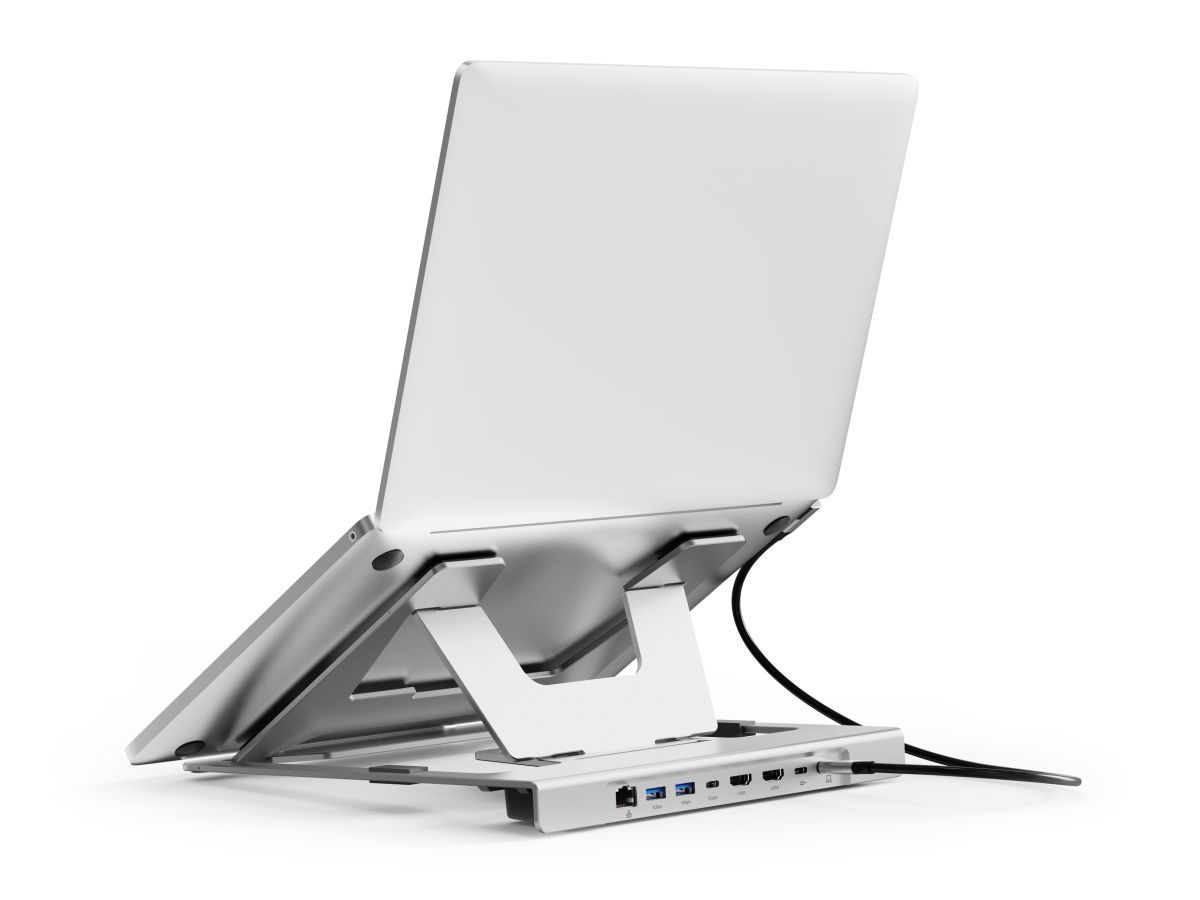 Conceptronic  DONN35S Laptop Stand with 7-in-1 USB-C MST Docking Station Silver