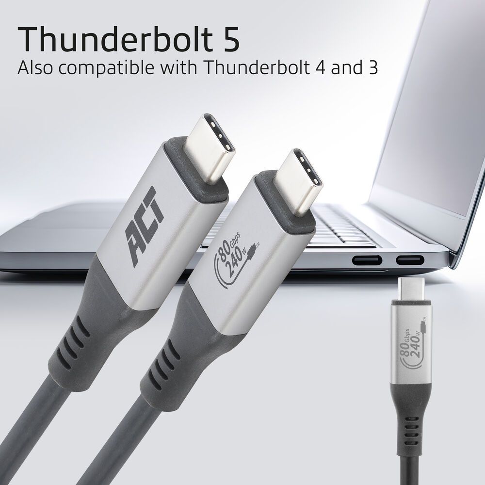 ACT AC7452 USB4 80Gbps Thunderbolt 5 cable 240W USB Type-C 1,5m Black