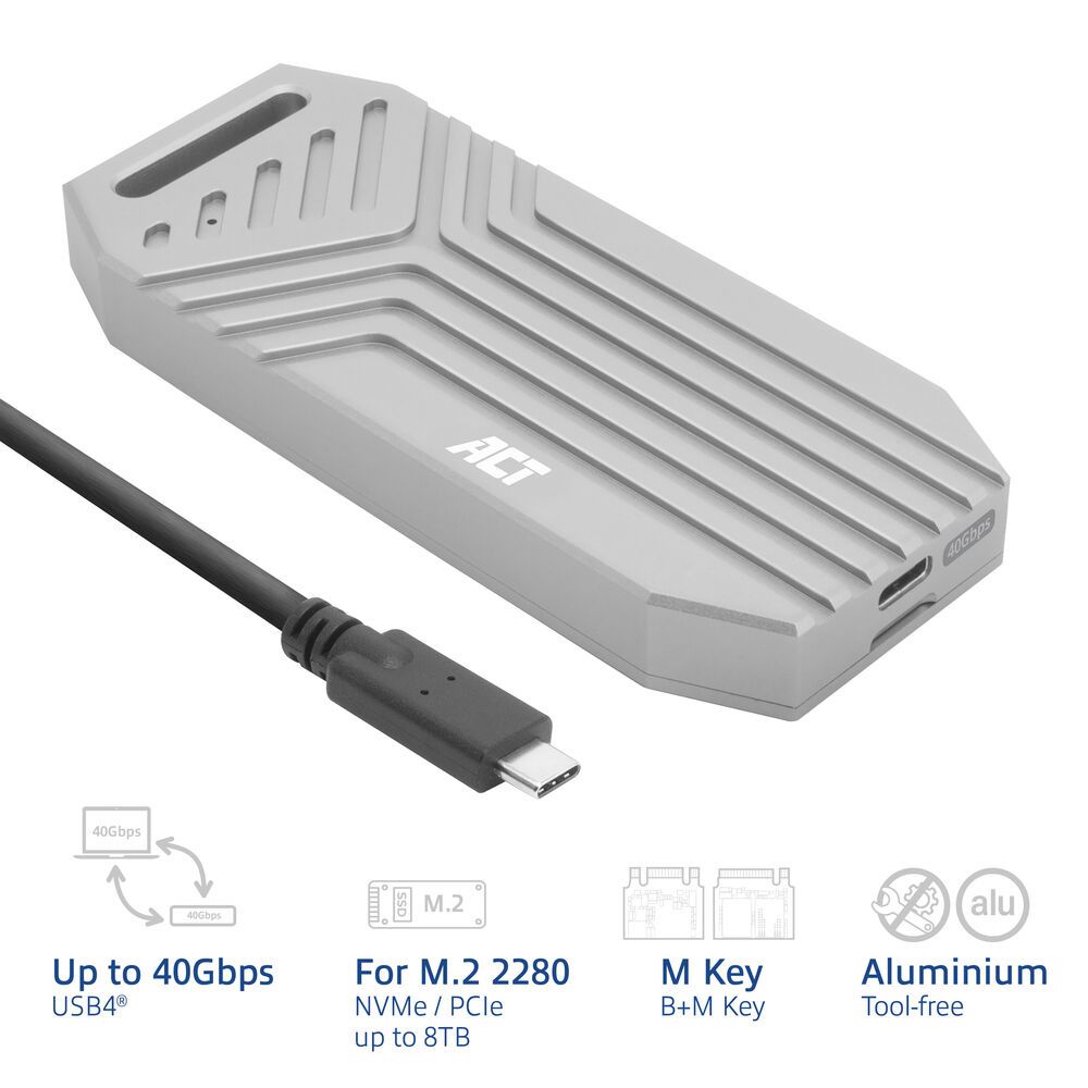 ACT AC1625 USB 40 Gbps M.2 2280 NVMe / PCIe SSD tok Grey