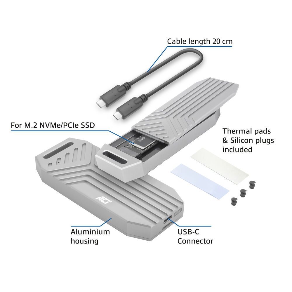 ACT AC1625 USB 40 Gbps M.2 2280 NVMe / PCIe SSD tok Grey