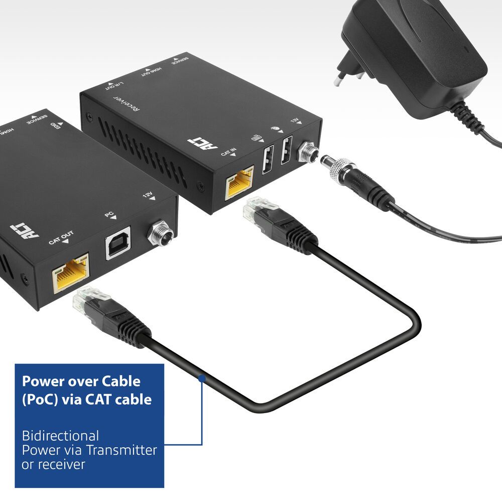 ACT AC7815 4K HDMI 2.0 KVM extender set over CAT6A up to 70 meters