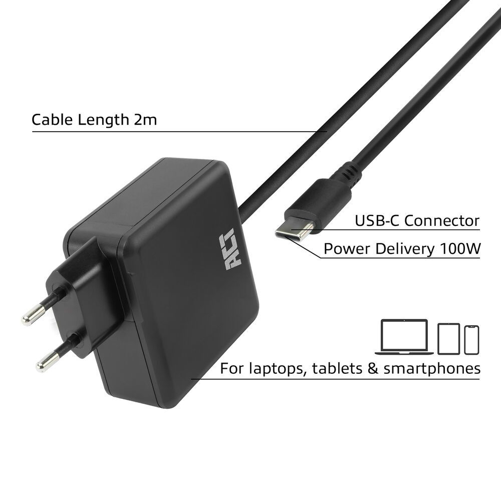 ACT AC2015 5-20V / 5A 100W Type-C univerzális hálózati notebook töltő