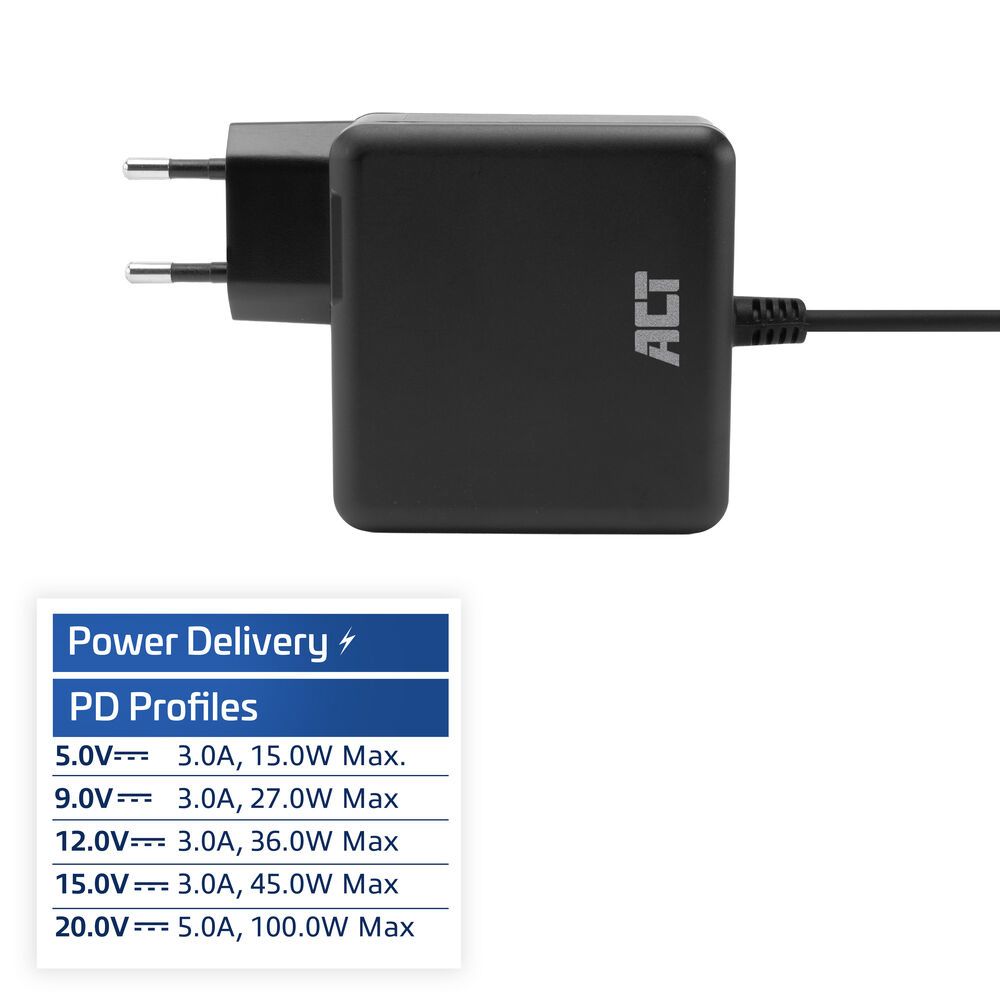 ACT AC2015 5-20V / 5A 100W Type-C univerzális hálózati notebook töltő