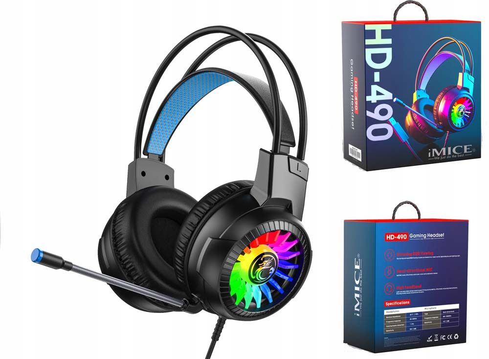 iMICE HD490 7.1 Gaming RGB Headset Black