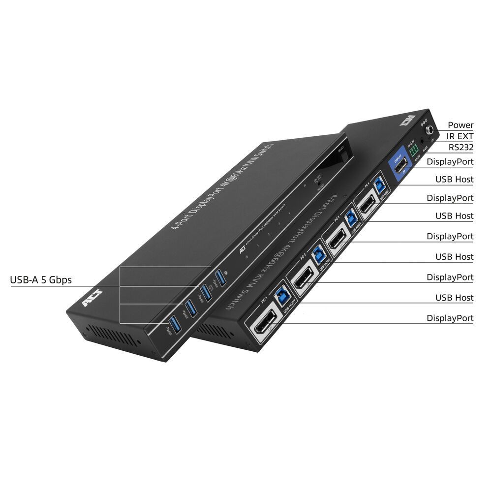 ACT AC7934 4-Port DisplayPort 4K@60Hz KVM switch