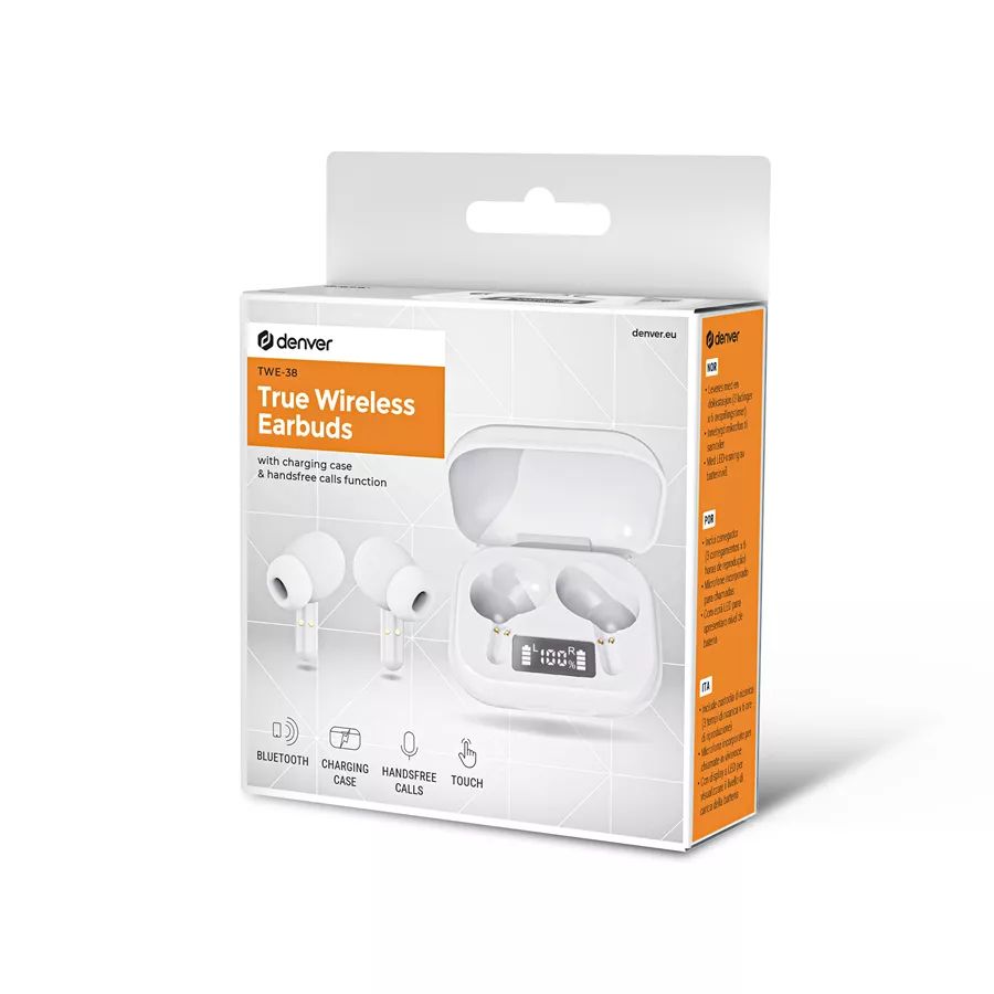 Denver TWE-38 True wireless Bluetooth earbuds White