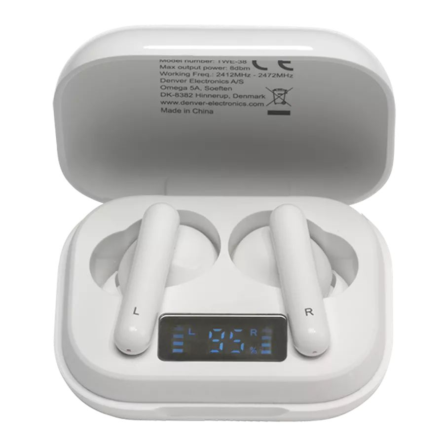 Denver TWE-38 True wireless Bluetooth earbuds White