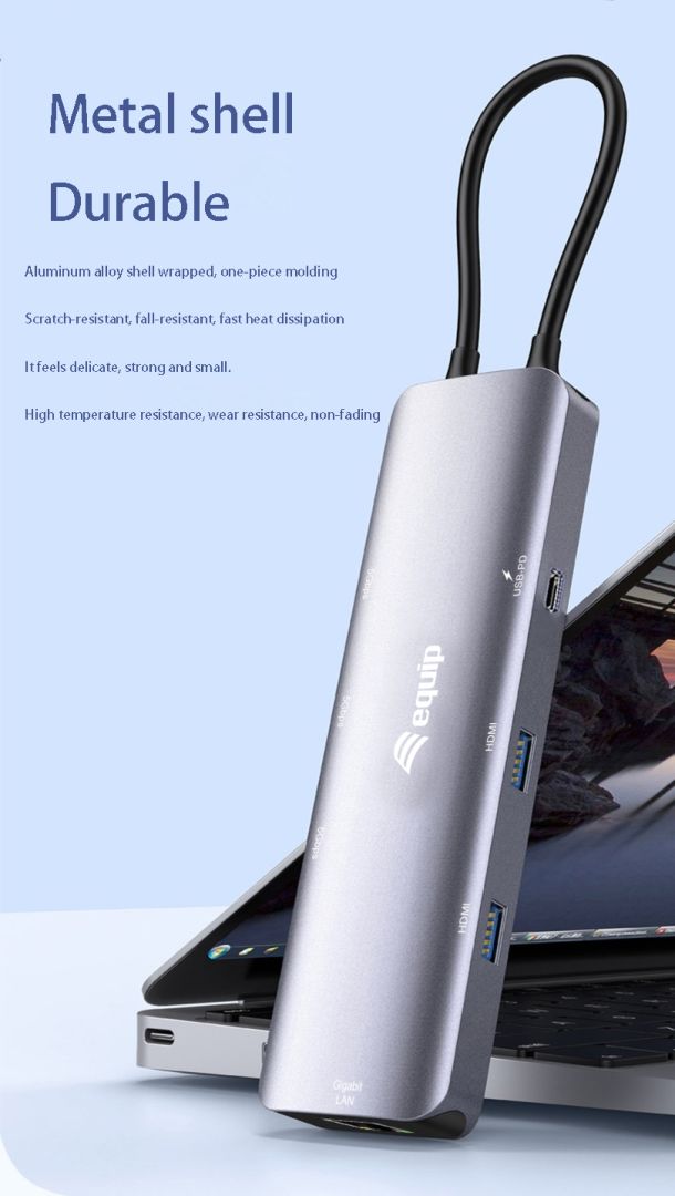 EQuip 133501 USB-C 7-in-1 MST Multifunctional Adapter Grey