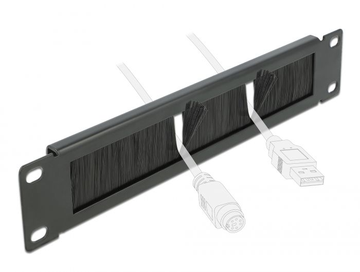 DeLock 10″ Cable Management Brush Strip 1U Black
