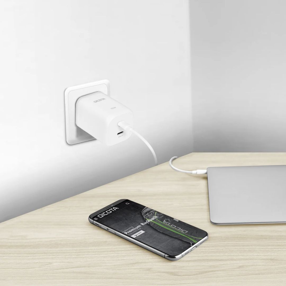 Dicota 2-port GaN Wall Charger (100W) White
