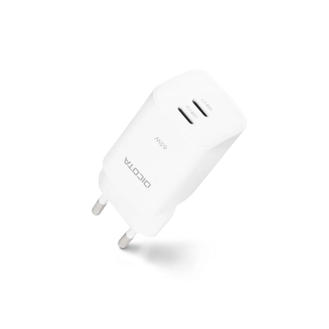 Dicota 2-port GaN Wall Charger (65W) White