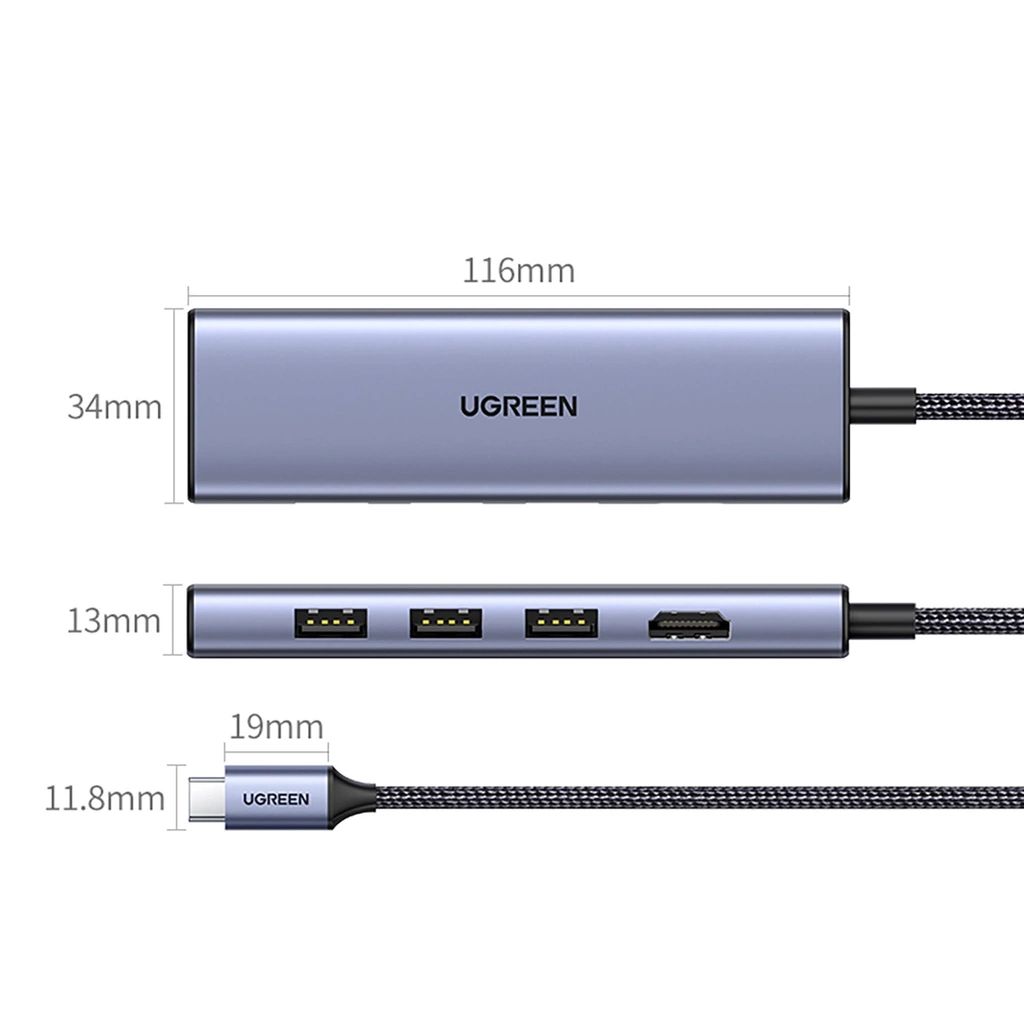 UGREEN CM511 20956A Interface Hub USB Type-C Silver