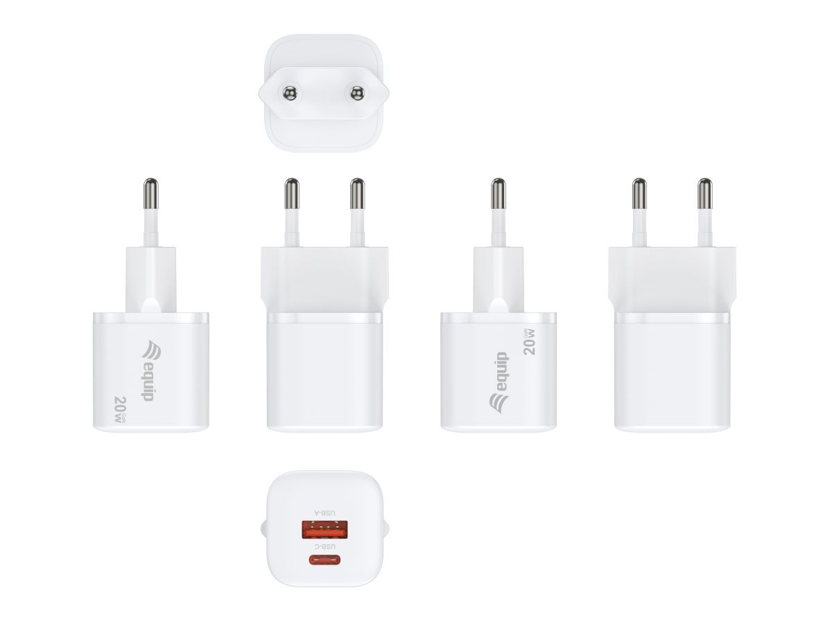 EQuip 2-Port 20W GaN USB PD Charger White