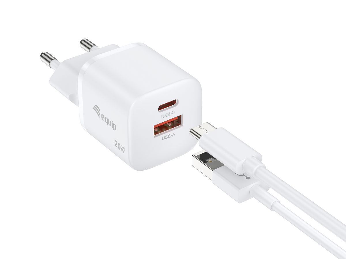 EQuip 2-Port 20W GaN USB PD Charger White