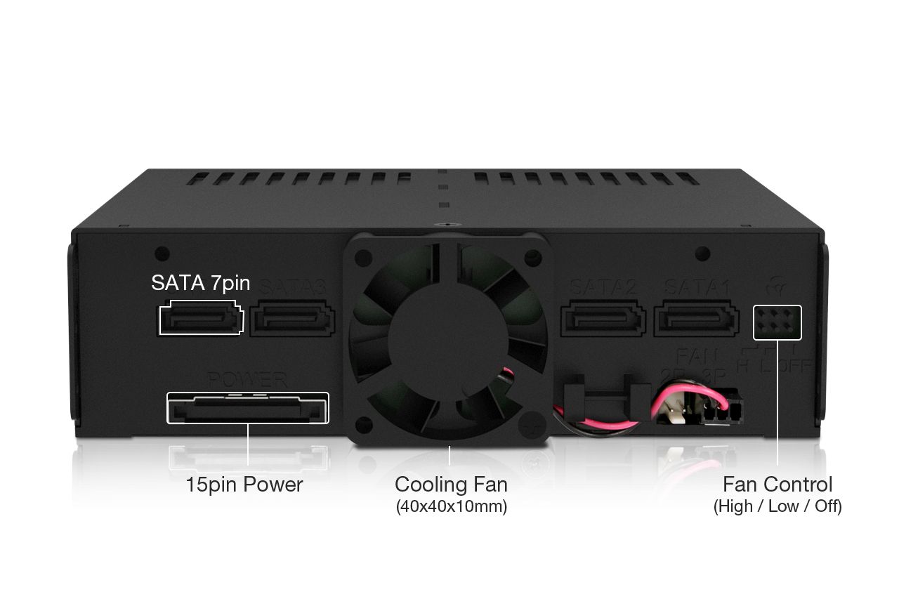 IcyDock ExpressCage MB324SP-1B 4 Bay 2.5” SATA/SAS HDD SSD Hot-Swap Mobile Rack Enclosure with Tool-Less SSD Mounting Tray for 5.25” Drive Bay (4 x SATA 7pin)