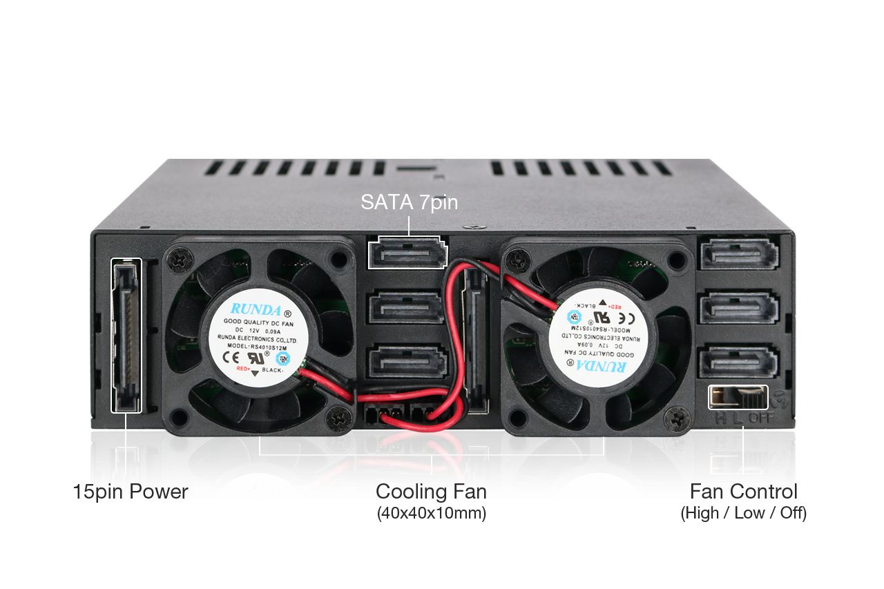 IcyDock ExpressCage MB326SP-1B 6-Bay 2.5” SATA/SAS SSD/HDD Hot-Swap Mobile Rack Enclosure with Tool-Less SSD Mounting System for 5.25” Drive Bay (6 x SATA 7pin)