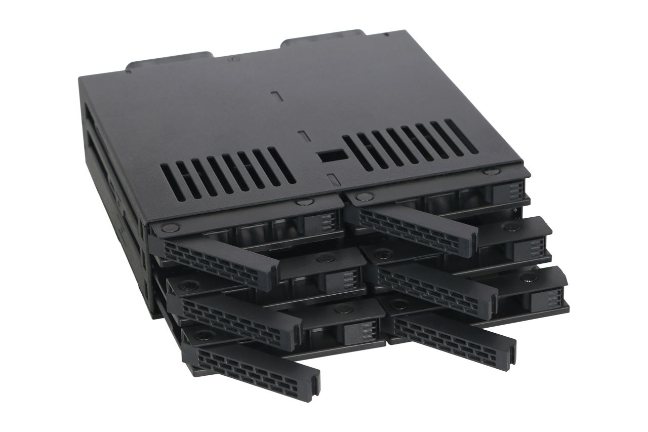 IcyDock ExpressCage MB326SP-1B 6-Bay 2.5” SATA/SAS SSD/HDD Hot-Swap Mobile Rack Enclosure with Tool-Less SSD Mounting System for 5.25” Drive Bay (6 x SATA 7pin)