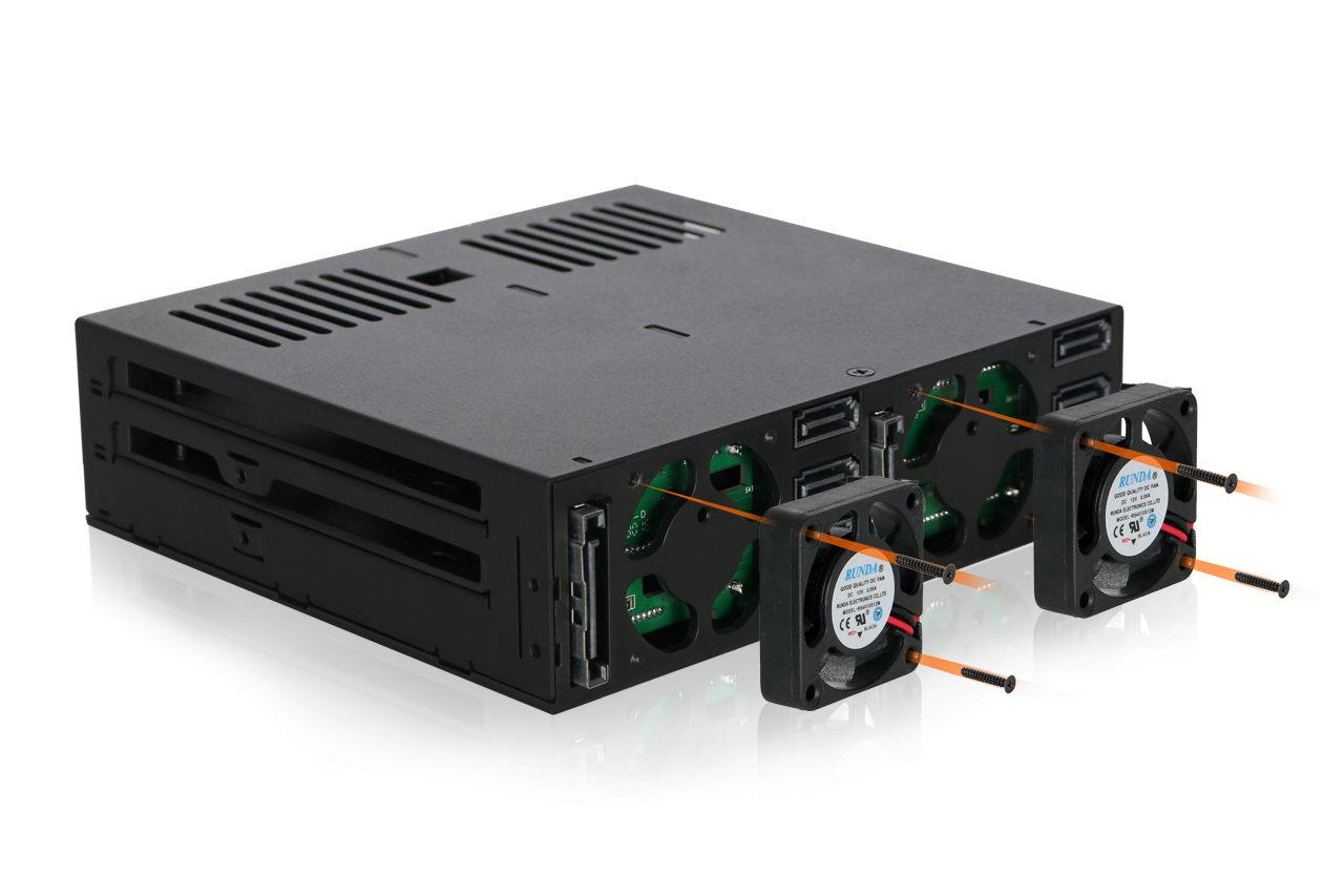 IcyDock ExpressCage MB326SP-1B 6-Bay 2.5” SATA/SAS SSD/HDD Hot-Swap Mobile Rack Enclosure with Tool-Less SSD Mounting System for 5.25” Drive Bay (6 x SATA 7pin)