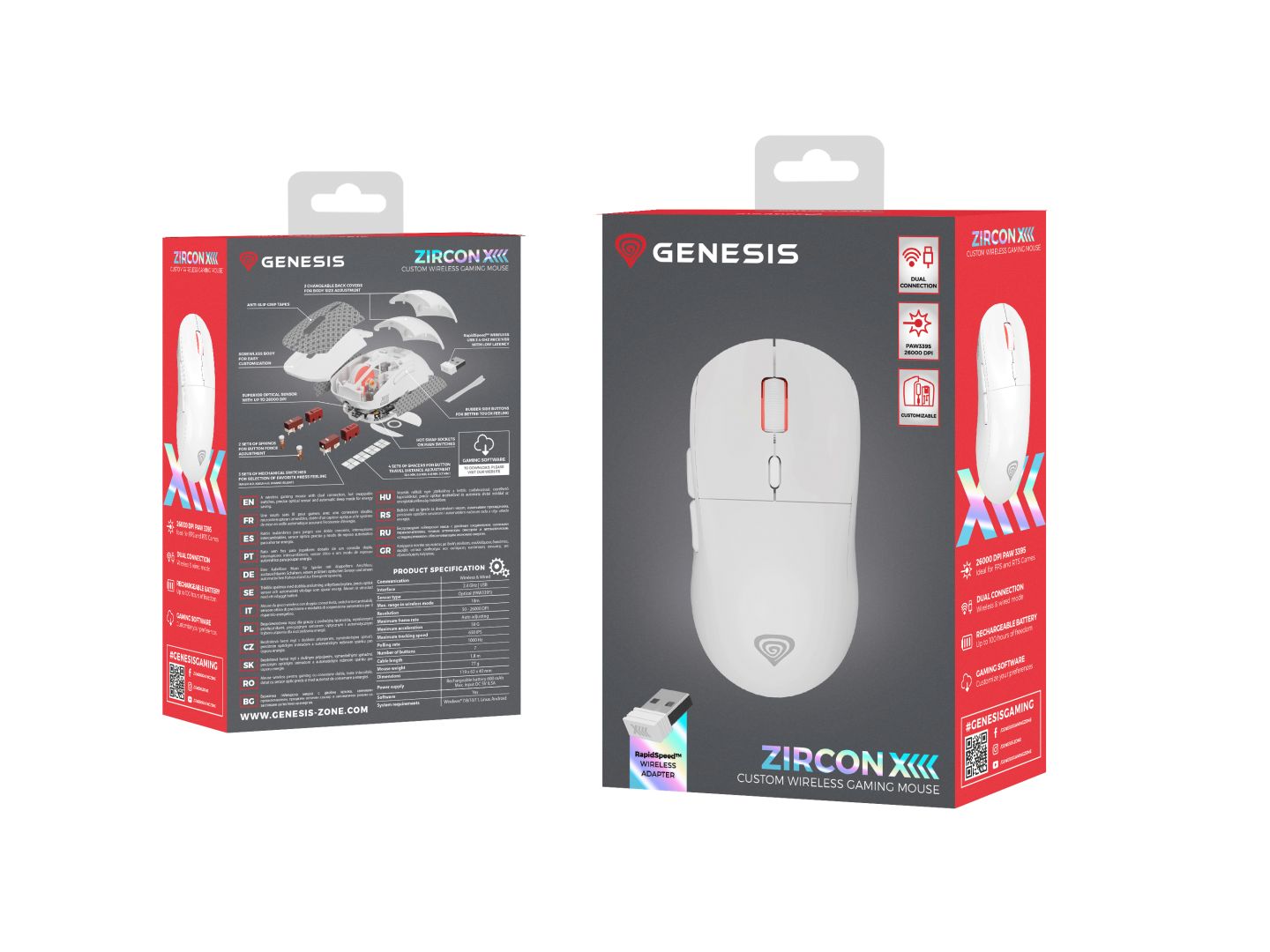 Genesis Zircon XIII Wireless RGB Gaming Mouse White