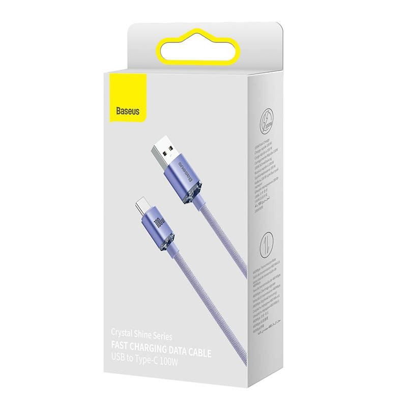 Baseus Crystal Shine USB-C USB-kábel 100W 2m Violet