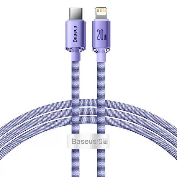 Baseus Crystal Shine USB-C Lightning Cable 20W 2m Purple